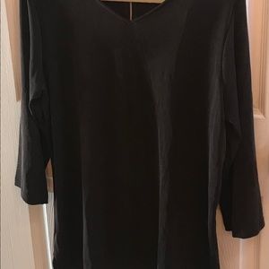 Chico’s V Neck Top 3/4 Sleeve Cocoa Bean